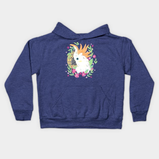 Citron Crested Cockatoo Kids Hoodie by IllustratedActivist